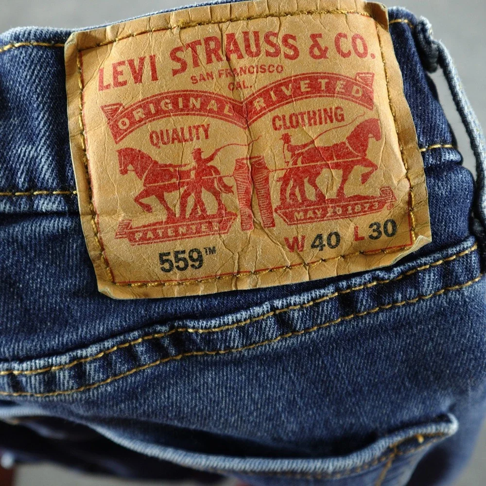 Levi's Jeans Mens 40x30 Blue‎ 559 Relaxed Straight Leg Stretch Medium Wash